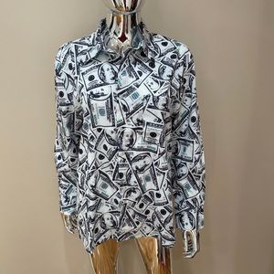 Oversized women money Button Up shirt